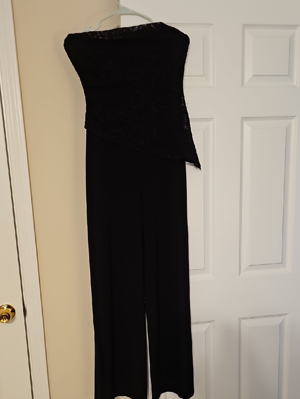 Strapless Black Lace-Trim Jumpsuit